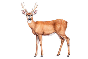 Obraz premium Deer silhouette watercolor style wildlife simple drawing animal isolated on white background