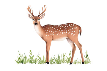Obraz premium Deer silhouette watercolor style wildlife simple drawing animal isolated on white background