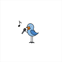 Cartoon Bird Singing with Microphone Vector Art