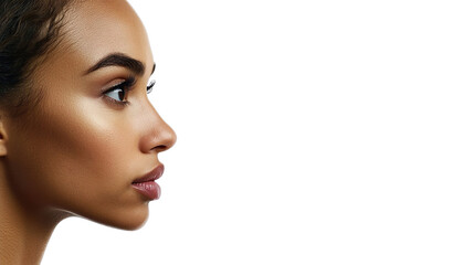 Naklejka premium Detailed Profile of Beautiful Woman with Radiant Skin and Textured Hair
