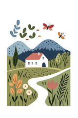 Naklejka premium Design an abstract Scandinavian art print inspired by nature