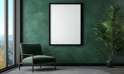 Mockup of empty frames, modern design, mockup for advertising paintings, living room	