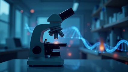 Exploring the intricate world of genetics through a modern laboratory microscope setup