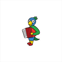 Fun Accordion-Playing Parrot Illustration Design