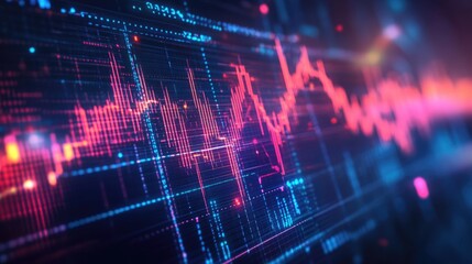 Abstract digital visualization of data trends and fluctuations.