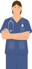Male doctor, doctor in uniform. Flat style male. Vector illustration