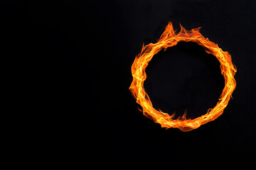 Abstract fire ring of Sparking fire circle isolated  on black background