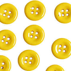 Fototapeta premium Bright Yellow Four Hole Buttons Pattern Sewing Craft Fashion Design Texture