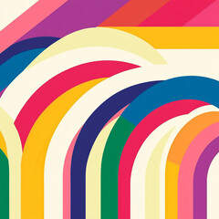 Obraz premium Retro rainbow pattern with colorful arch shapes.