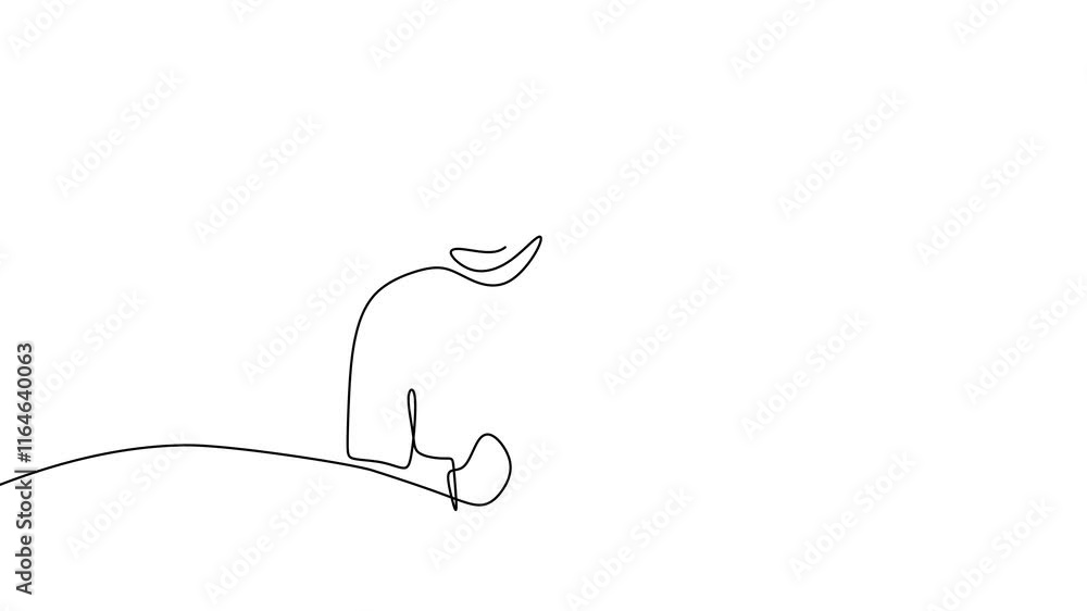 Poster continuous line drawing reading book animation, a man read a book with animated stroke self hand dra