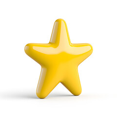 3d gold glossy yellow star icon isolated on white background