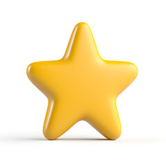 3d gold glossy yellow star icon isolated on white background