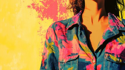 Fototapeta premium Vibrant Floral Shirt Against Bright Background