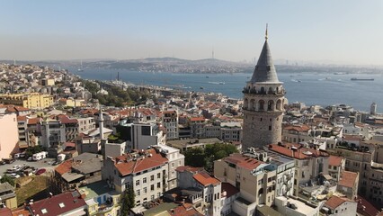 Fototapeta premium Aerial drone Galata Tower Istanbul