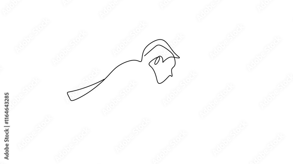 Poster continuous line drawing reading book animation, a man read a book with animated stroke self hand dra