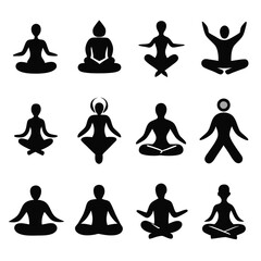 set of yoga icons