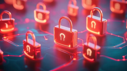 Abstract Data Flow with Soft Light and Lock Imagery