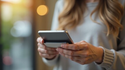 Engaging in online shopping with a smartphone and credit card at a cozy cafe