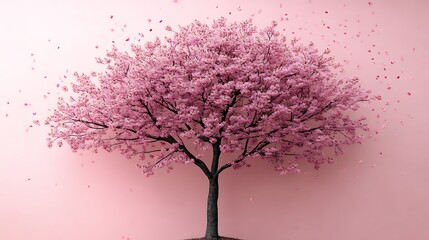 Obraz premium Pink Cherry Blossom Tree With Falling Petals