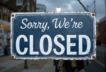 Fototapeta premium Illuminated 'Closed' sign with bold lettering against a bright background, casting soft shadows for a minimalist aesthetic.