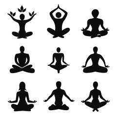 yoga silhouettes set