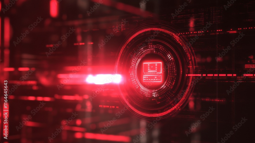 Poster abstract red technology symbols with soft light background
