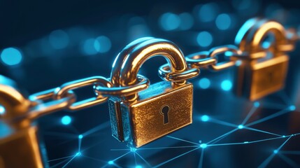 Abstract Security Concept with Locks and Tech Overlay