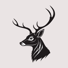 A stylized illustration of a stag's head in profile elegant and sweeping lines on soft background