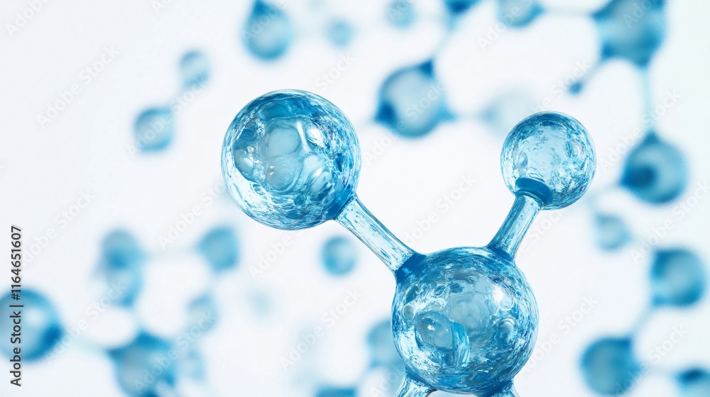 Poster abstract blue molecule structure: a microscopic view of science