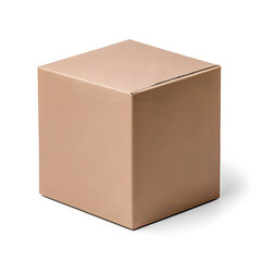 Fototapeta premium Parcel brown cardboard box pack mock up isolated on white