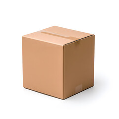 Fototapeta premium Parcel brown cardboard box pack mock up isolated on white