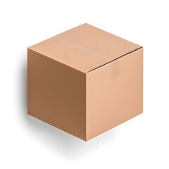 Fototapeta premium Parcel brown cardboard box pack mock up isolated on white