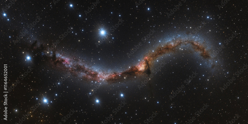 Poster stunning view of a distant galaxy swirling in space