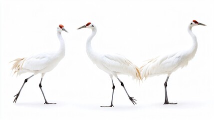 Obraz premium Elegant White Cranes on a Pristine Background: A Captivating Wildlife Portrait