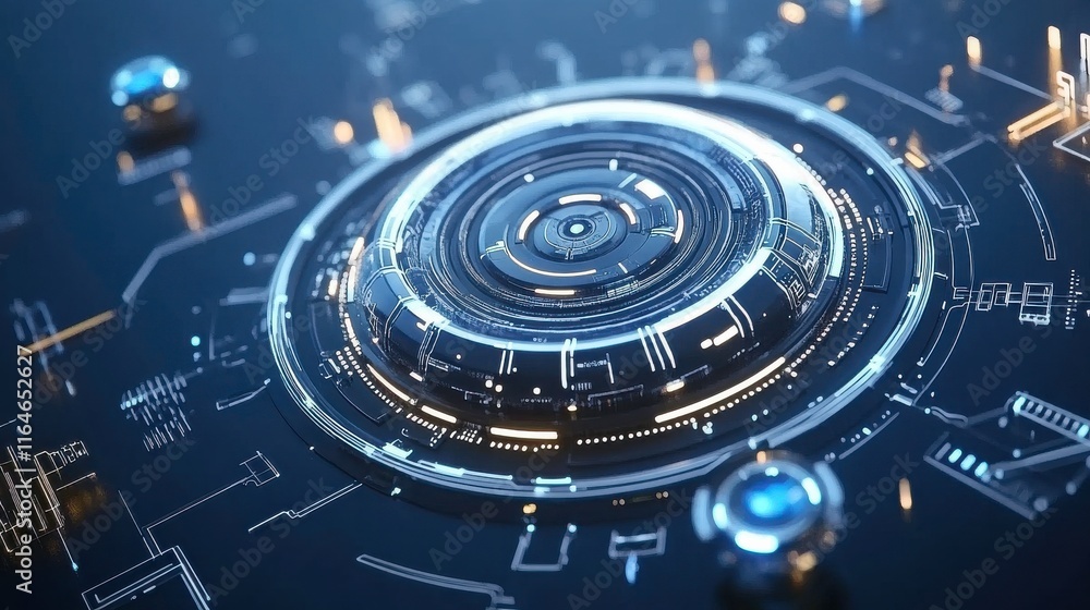 Poster futuristic tech overlay with soft light background