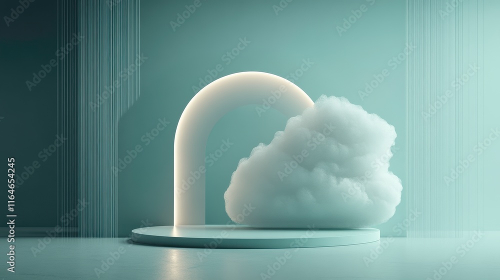 Poster minimalist cloud computing concept with bright background