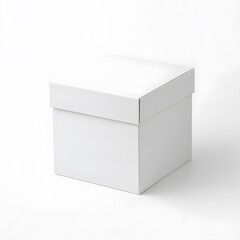 White cubic parcel box mock up, isolated on white background