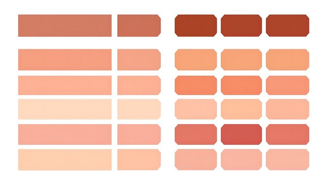 A collection of assorted peach and terracotta color swatches
