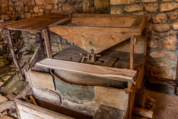 Water flourmill in the Open air water power Museum near Dimitsana village on Peloponnese peninsula, Greece