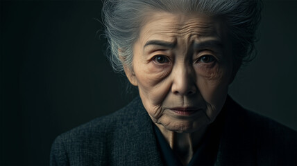 怒りを目で語る高齢女性