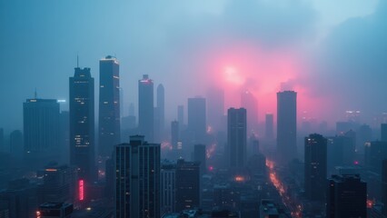 Neon Haze: A Cyberpunk Cityscape at Dusk