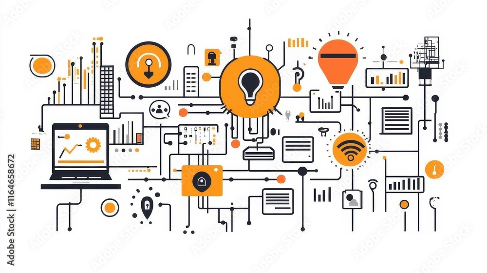 Poster tech tools graphic with high contrast elements