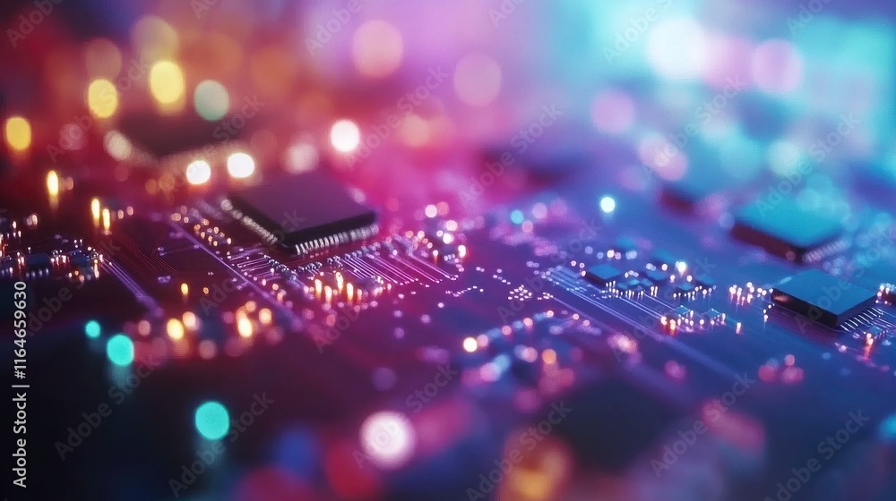 Aufkleber abstract microchip circuit animation in bright light