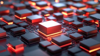 Fototapeta premium Abstract Electric Circuit Animation in Bright Light
