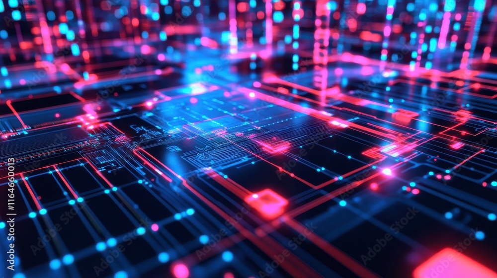 Poster abstract tech circuit visuals in bright light