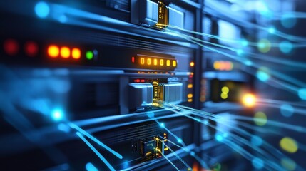 Fototapeta premium Animated Cybersecurity Layers in Intense Lighting