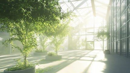 Bright Sustainable Tech Room with Greenery and Light