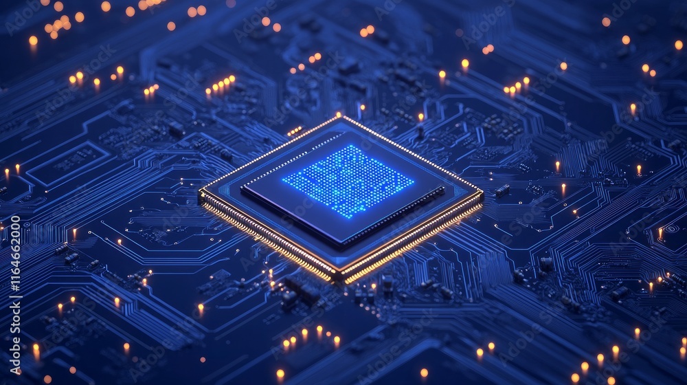 Poster blue lines forming a futuristic ai circuit board pattern.