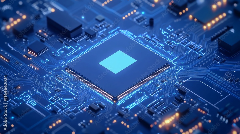 Aufkleber blue lines forming a futuristic ai circuit board pattern.