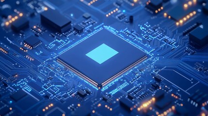 Blue lines forming a futuristic AI circuit board pattern.

